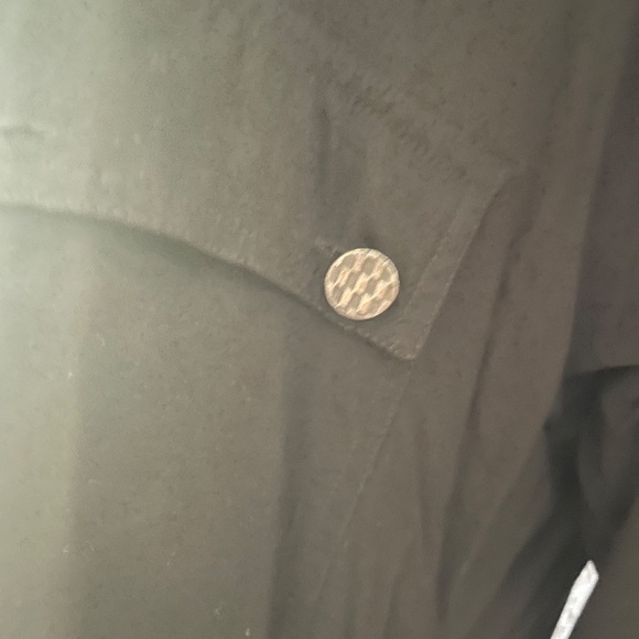 VINTAGE Black Button Down with Checkered Metal Buttons, SK Wear, Size L - Picture 4 of 4